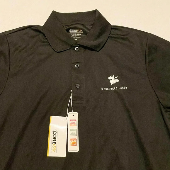 Core  365 Moosehead Lager Beer Shirt Mens Size Medium Polo Tshirt UV Protection - Picture 2 of 16